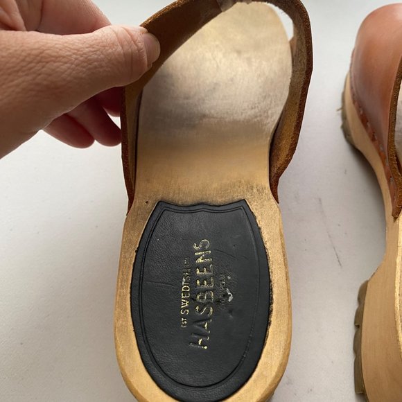 Swedish Hasbeens Ann Sandals Clogs Shoes Brown Tan - Picture 9 of 12
